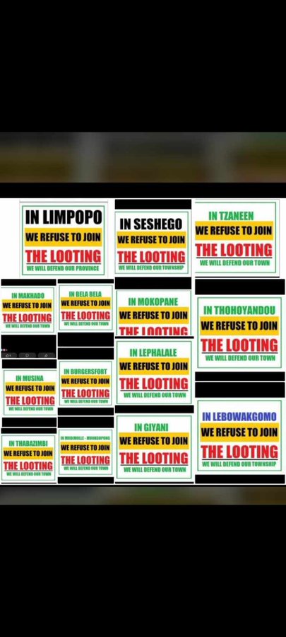 In Limpopo we don't destroy our properties, but instead we maintain them. Poverty is our enemy, we don't want to see it near us. #looting