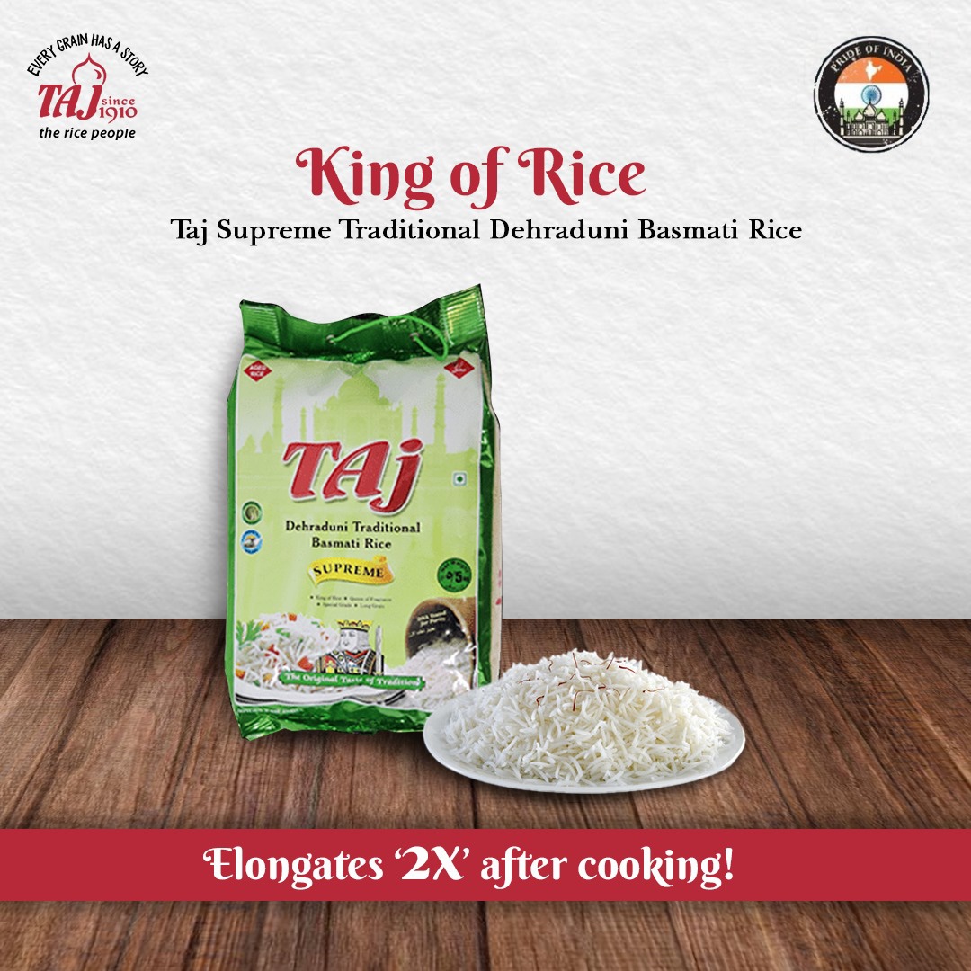 Taj Supreme Traditional Dehraduni Basmati Rice is our finest among all the varieties of rice that we offer.

#inricewetrust #basmatirice #Ricemeals #rice #tajfoodsaustralia #tajeverfresh #ricebenefits #nutrition #riceneeds #tajrice #australia #foodie #family #homecooked #health