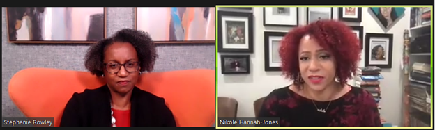 #RESI2021 Day 1! @nhannahjones @ProfRowley in conversation on structural racism, laws that glorify whiteness, contributions of Black America to our American story. Jim Crow doesn't happen overnight. Support the #1619Project @TeachersCollege @Science_EdTC
