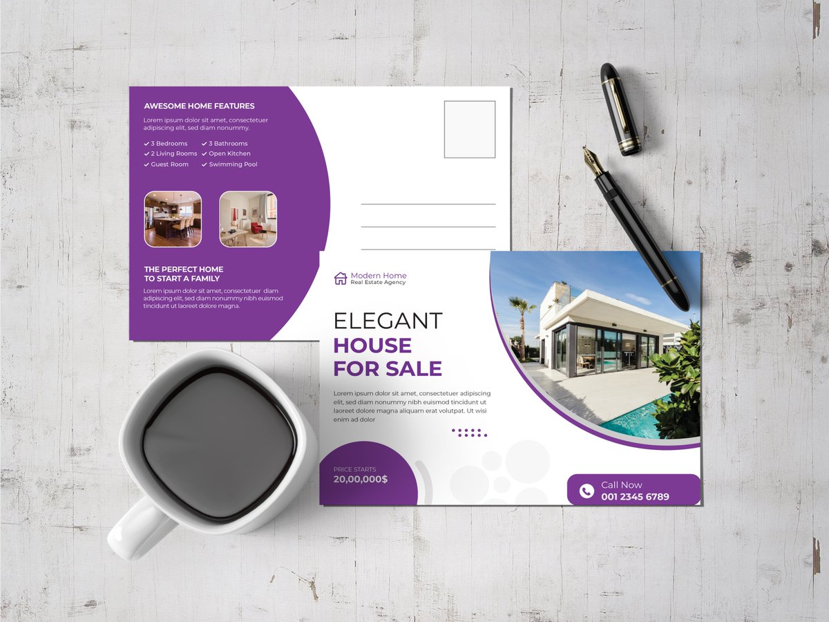 GraphicsTrend27's tweet image. Real Estate Post Card Design!
If you like my design don't forget to appreciate it.😃
Follow me on Behance: behance.net/gallery/123375…