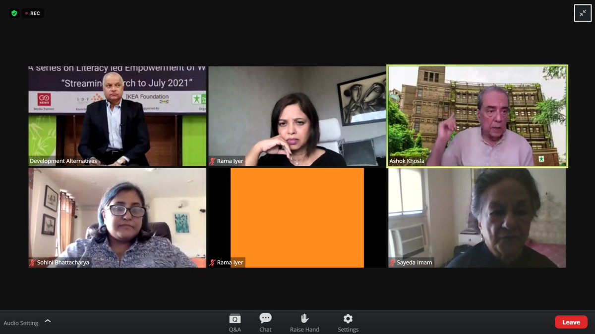 At the 6th session of webinar series "Padhegi Wo Toh Badhenge Hum", the eminent speakers discussed diff. ways to empower women in situations like #Covid19 &amp; helping them to reach Digital access for their safety and knowledge building. 
<a href="/akhosla40/">Ashok Khosla</a> <a href="/SohiniBee/">Sohini Bhattacharya</a> 
#UnlockingHerPotental