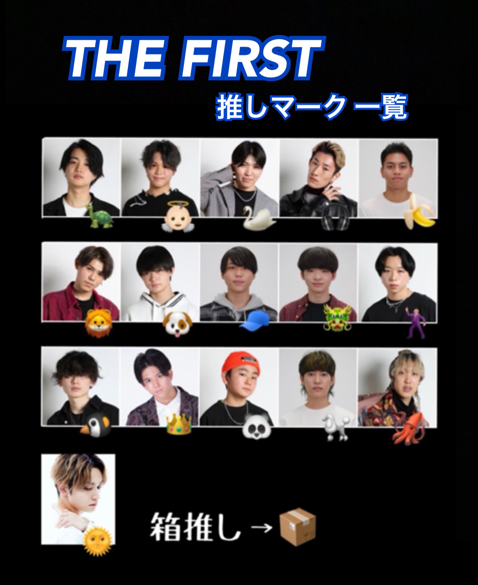 ひかこ The First 推しマーク一覧 ボーイズの推しマをまとめた一覧表にsky Hi社長と箱推しを追加しました まだ認知が浅く ルーツを探されている方が多いようなので ザスト民の皆さま拡散していただけると幸いです 画質荒くて
