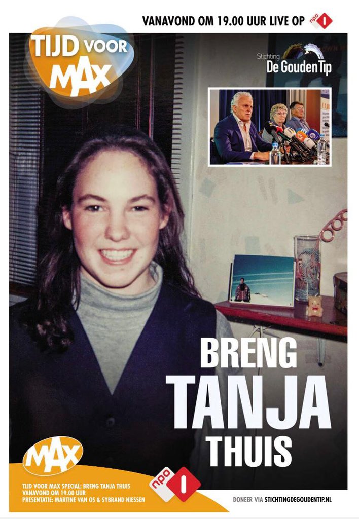 Roycedevries01's tweet photo. Vanavond om 19.00 op NPO 1 komt @OmroepMAX met de special Breng Tanja Thuis, waarin er geld wordt ingezameld voor Stichting de Gouden Tip. Wat fijn dat deze initiatieven nu worden genomen #brengtanjathuis #stichtingdegoudentip https://t.co/FPuw5JVYxM