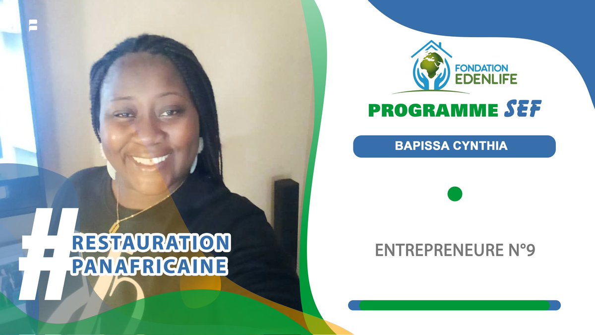 [🟢 PROGRAMME SEF : LAUREATE NUMÉRO 9]
Grâce à Madame BAPISSA CYNTHIA, l'art culinaire africain aura une adresse à #Libreville. À travers son projet de création d'un restaurant panafricain, elle nous promet des délices 🥰. 
Apportez-lui votre soutien 
Infoline : 074.17.51.30
