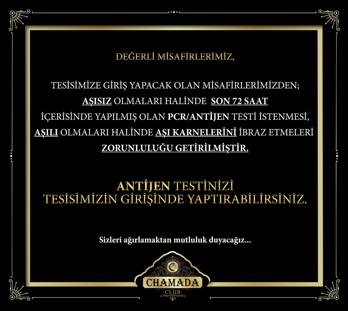 Sizleri ağırlamaktan mutluluk duyacağız.