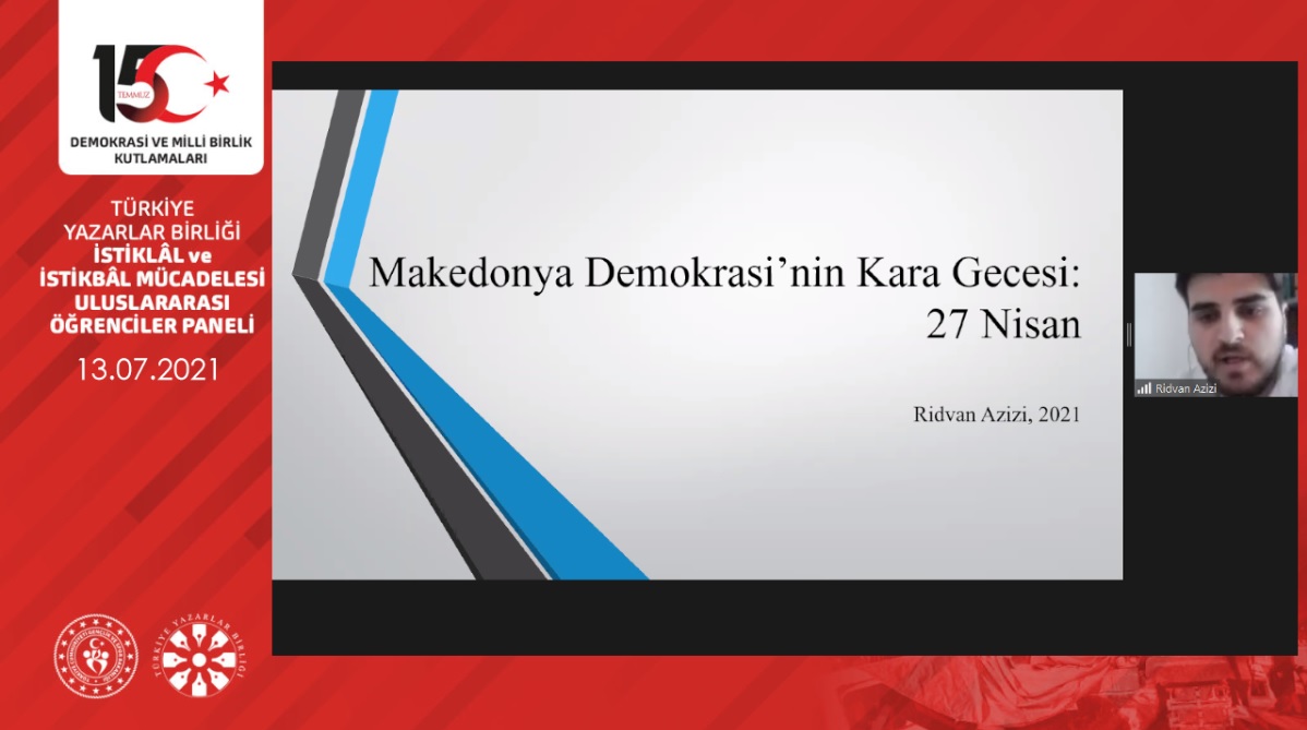 2. oturumun dördüncü konuşmacısı Ridvan Azizi (İstanbul Üniversitesi): "Makedonya Demokrasisi’nin Kara Gecesi: 27 Nisan" başlıklı tebliğini sunuyor.

Canlı yayın: youtube.com/watch?v=KCcHs1…
<a href="/gencliksporbak/">Gençlik ve Spor Bakanlığı 🇹🇷</a>