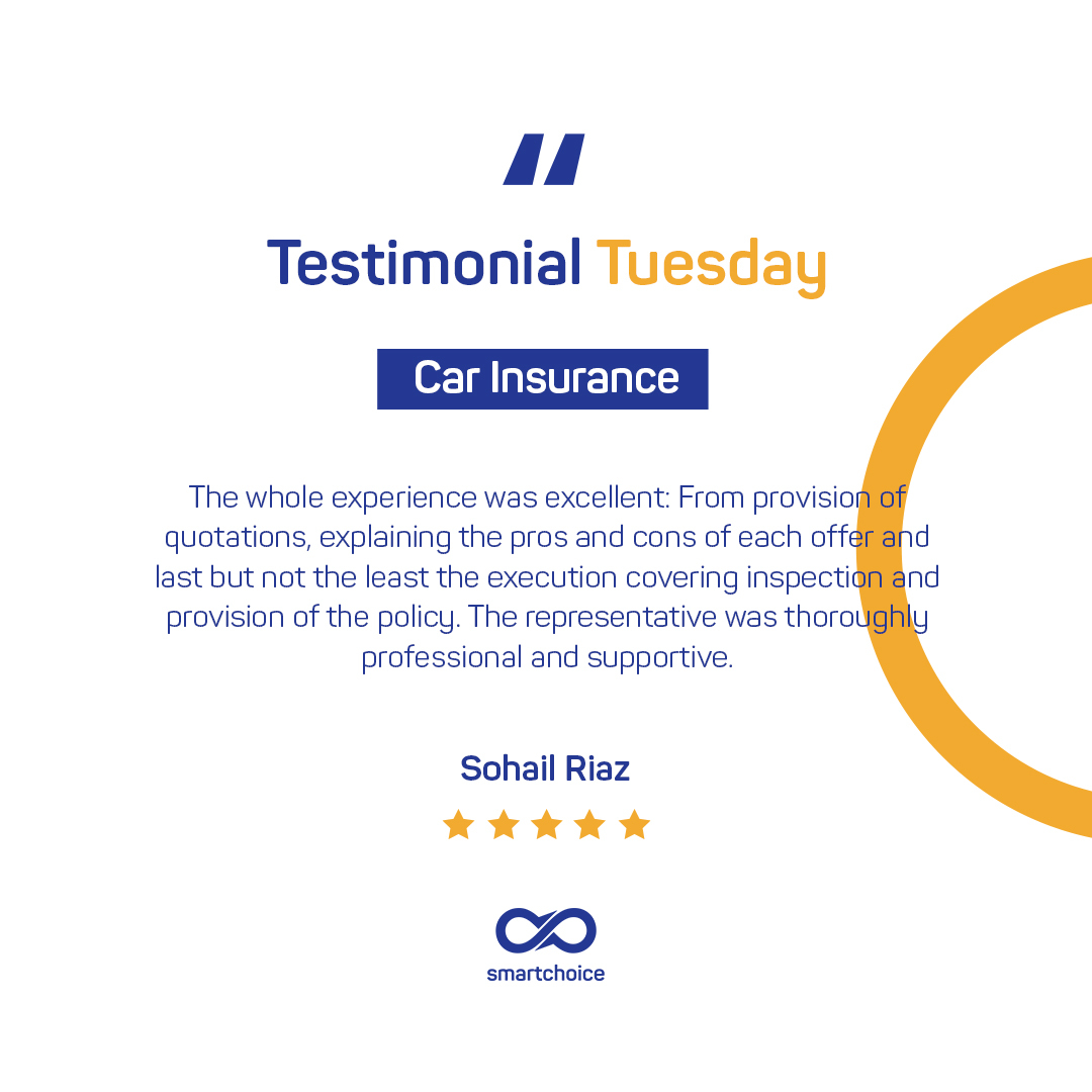 "Testimonial Tuesday"

We thank Mr. Sohail Riaz for appreciating our services for Car Insurance!

We hope to serve you again soon!

To get a free car insurance quote, visit bit.ly/3ArnjJr or call (021)-111 212 212

#Smartchoice #carinsurance #secureyourcar #insurance