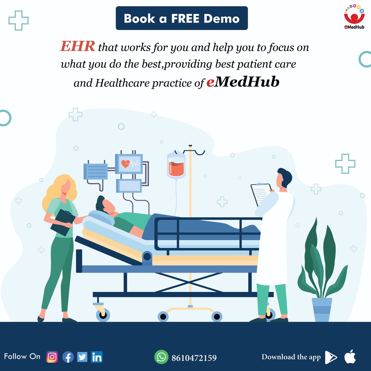 eMedHub1's tweet image. eMedhub EHR System can improve the efficiency and quality of Clinical Practice 
For Demo Contact : 8610472159

#emedhub #emedhubapp #ehrsolution #emrsoftware #clinicalmanagement #hospitalsoftware #bestsolution #emrsoftware #ehrtech #ehrsoftwareindia #india