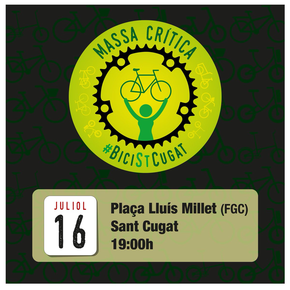 Bon dia Santcugatenques!!
Aquest divendres ens tornen a veure pedalant per la ciutat!! Per una mobilitat sostenible. #messalut #menysfums #xarxapedalablesegura