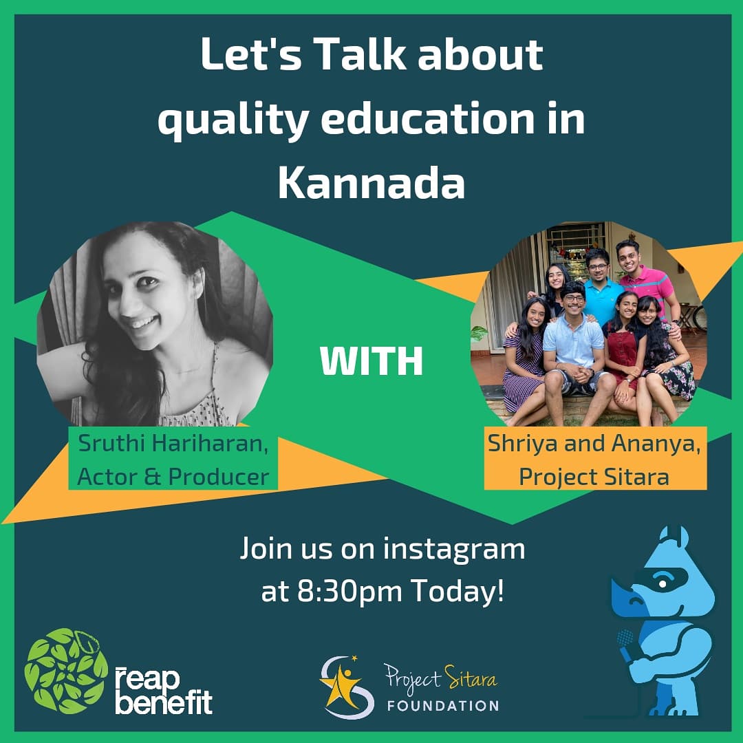 Watch us Live at 8:30pm today on Instagram as <a href="/sruthihariharan/">sruthihariharan</a> speaks to @projectsitara about their YouTube series 'Math in Kannada' for SSLC students of class 10 who will give their board exams from July 19. Let's talk about the lack of quality education in Kannada! Join in!