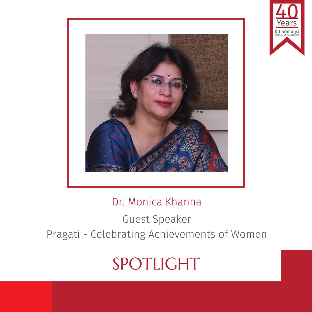 Dr. Monica Khanna, Director, K J Somaiya Institute of Management, was invited as a guest speaker at 'Pragati - Celebrating Achievements of Women', organised by the All India Management Association (@aimaindia), a national apex body of the management profession in India. https://t.co/lNk90XJCT5