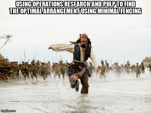 overflow_meme's tweet image. using Operations Research and pulp to find the optimal arrangement using minimal fencing stackoverflow.com/questions/6835… #linearprogramming #pulp #python #operationsresearch