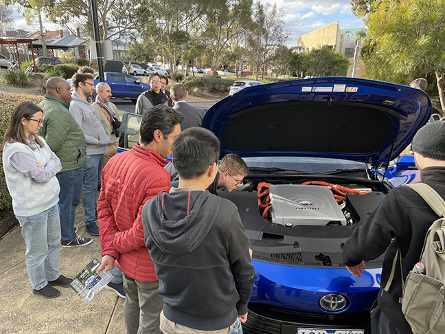 An excited collection of engineers, scientists, planners, policy and #sustainability experts gathered around a new #hydrogen car model at <a href="/utas_/">University of Tasmania</a> today. Great conversations about how we bring these new technologies to reality and help deliver a zero-carbon economy.