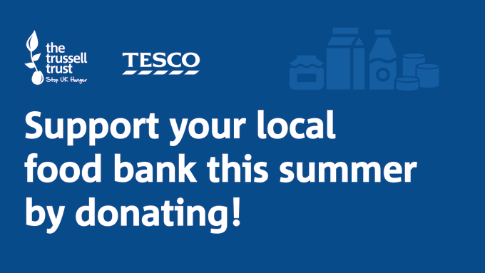 We’re so grateful to have the ongoing support of 
<a href="/Tesco/">Tesco</a> with their Summer Food Collection in store between 15th &amp; 17th July.
We are giving out more food than we are getting in. 
So please support Truro Foodbank by donating an item or two (or more) at <a href="/TescoTruro/">Tesco Truro</a>.
#EveryCanHelps