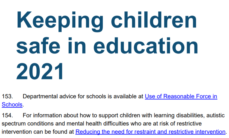 sleuthbrett's tweet image. New KCSIE guidance refers to restrictive intervention guidance, suggesting restraint reduction may become a safeguarding responsibility. We've produced summaries of both documents mentioned.