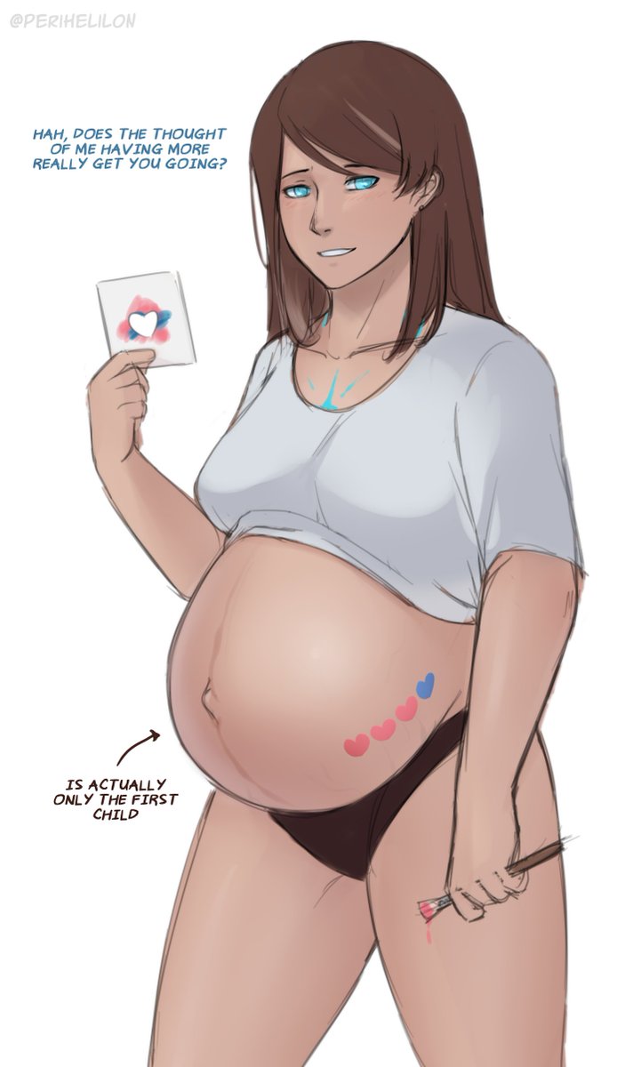 Perihelilon's tweet photo. Inspired by artworks with the marks on the belly tallying how many kids they have. I always wondered if those tallies were simply just for show for the kink factor. https://t.co/EfJjccsEA1
