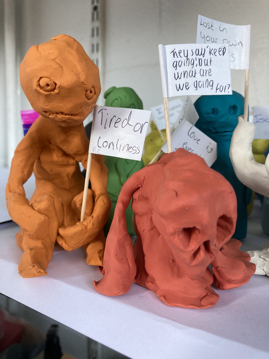 MrsArtJ's tweet photo. Amazing figures created by KS3 at LSHS for Norwich 2040 exhibition #FigurineItOut check out the website https://t.co/fewhmYFzek to see all the wonderful, emotive, funny and positive figures. https://t.co/xcXwZxchYs