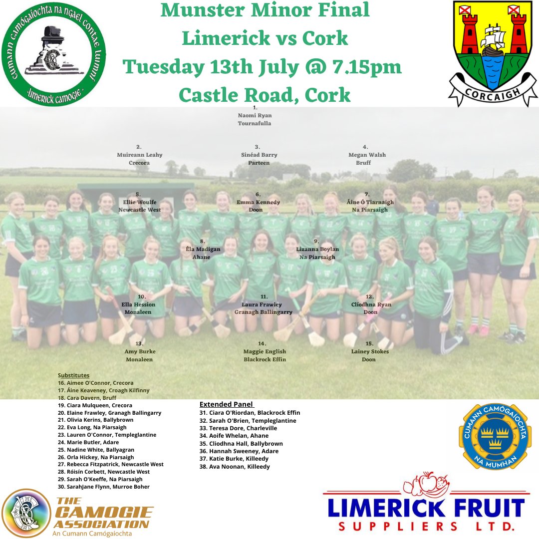 The very best of luck to Megan Walsh and Teresa Dore who are representing our clubs tonight @DromAthGaa &amp; <a href="/BanogueGAA/">Banogue GAA</a> in the Munster Minor A Final tonight. <a href="/LimCamogie/">Limerick Camogie</a>