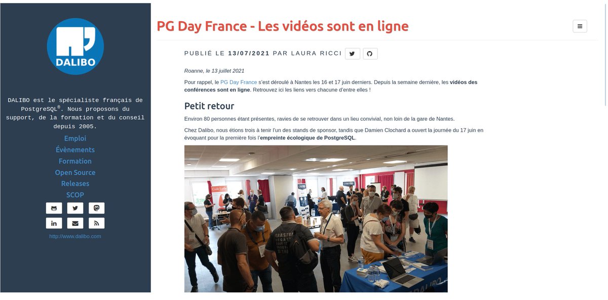 dalibo's tweet image. Les vidéos des #conférences du @PGDAY_Fr sont en ligne ! Et on en profite pour vous faire un petit retour => dali.bo/202107_pgday_f… #PostgreSQLFR #PostgreSQL #DBA #OpenSource #SGBD #replay