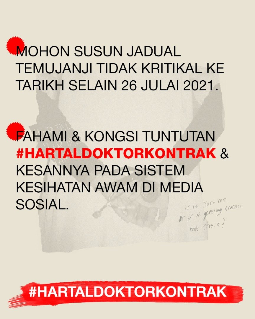 MM_Jentayu's tweet image. Masa depan para doktor, masa depan kita semua! 

Bagaimana kita sebagai rakyat Malaysia dapat menjayakan #HartalDoktorKontrak 26 Julai nanti? 

Jawapannya ada di gambar terakhir:

Grafik: #KarimDaud