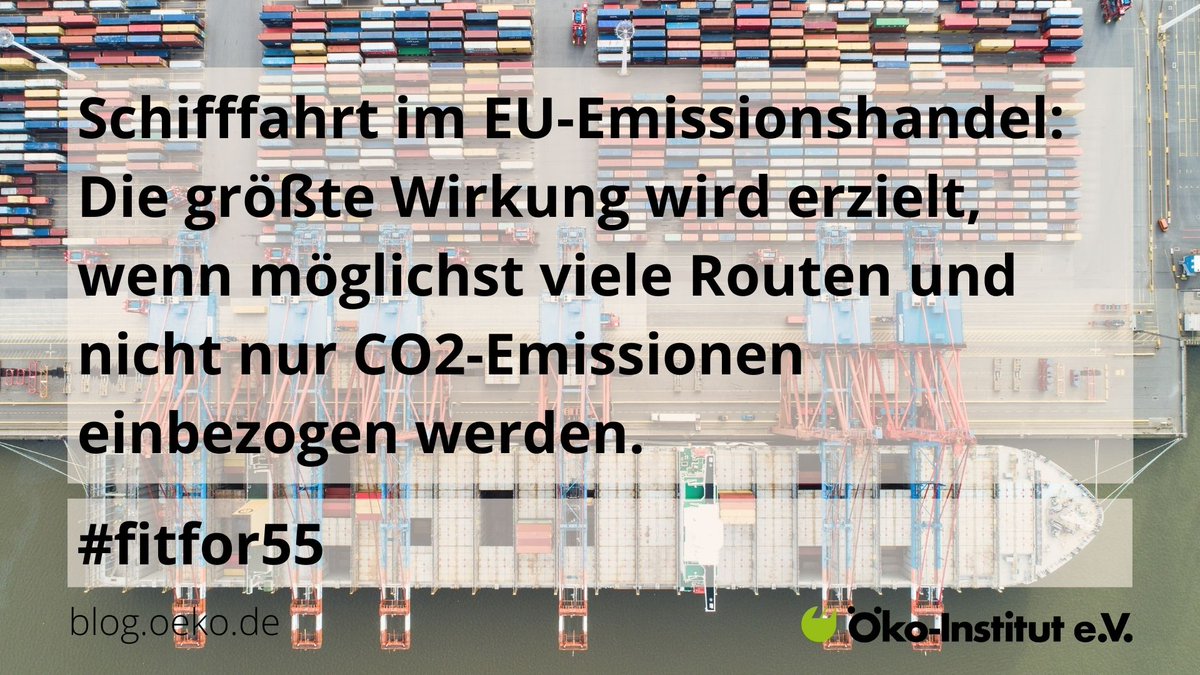 Als Haupttreiber des globalen Handels trägt der #Seeverkehr ca. 2-3% zu den globalen #Treibhausgasemissionen bei. Der Anteil an den #CO2Emissionen der EU beträgt 3% mit über 140 Mio. Tonnen im Jahr 2019. Nun soll er ins EU-ETS aufgenommen werden. Aber wie? blog.oeko.de/eu-emissionsha…