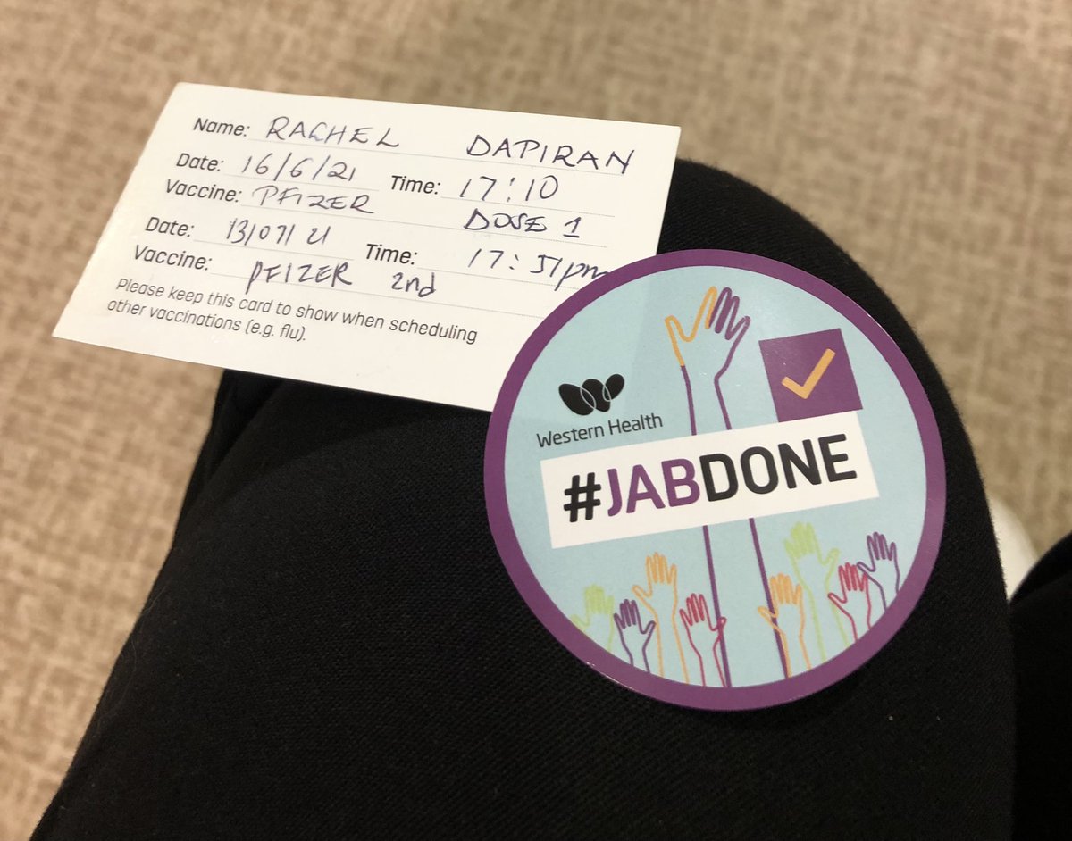 Feeling so grateful to be able to do my bit. Thanks to <a href="/western_health/">Western Health</a>. And a massive thanks to science. #jabdone #fullyvaxxed