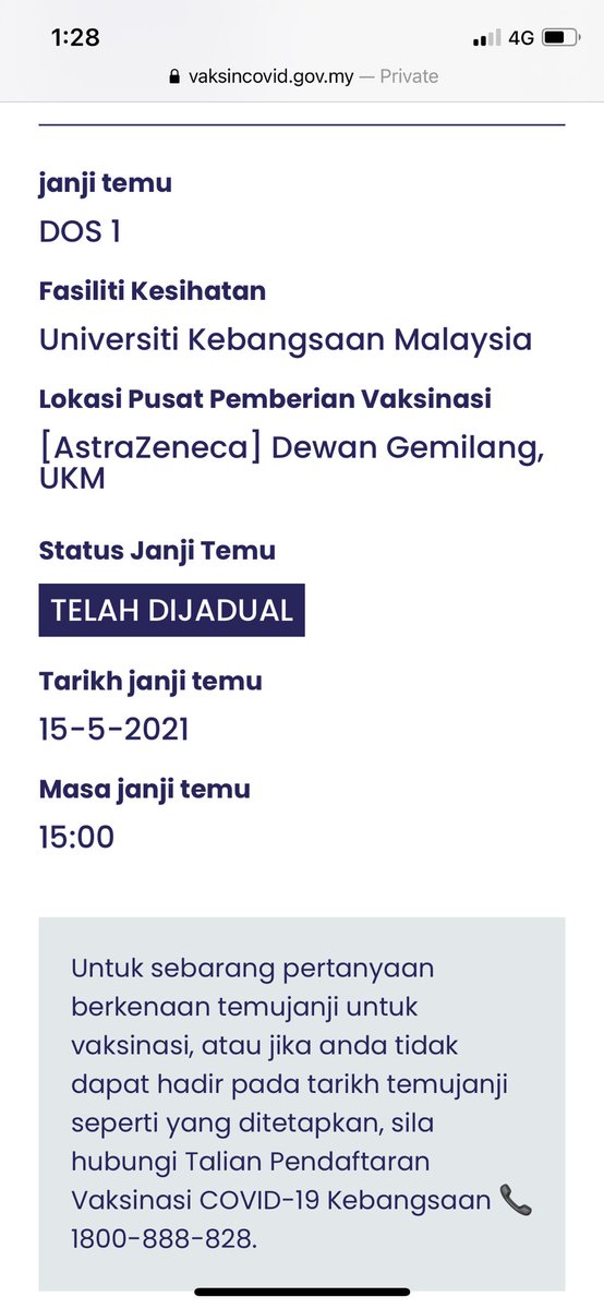 Tab98804277's tweet photo. @JKJAVMY Hi i cant make it to my 2nd dose AZ but its been one week since i rescheduled but have not received my appointment yet, my semak vaksin page turned into this . My2nd dose is suppose to be 17 July. Help? https://t.co/nZ5LF1LKjK