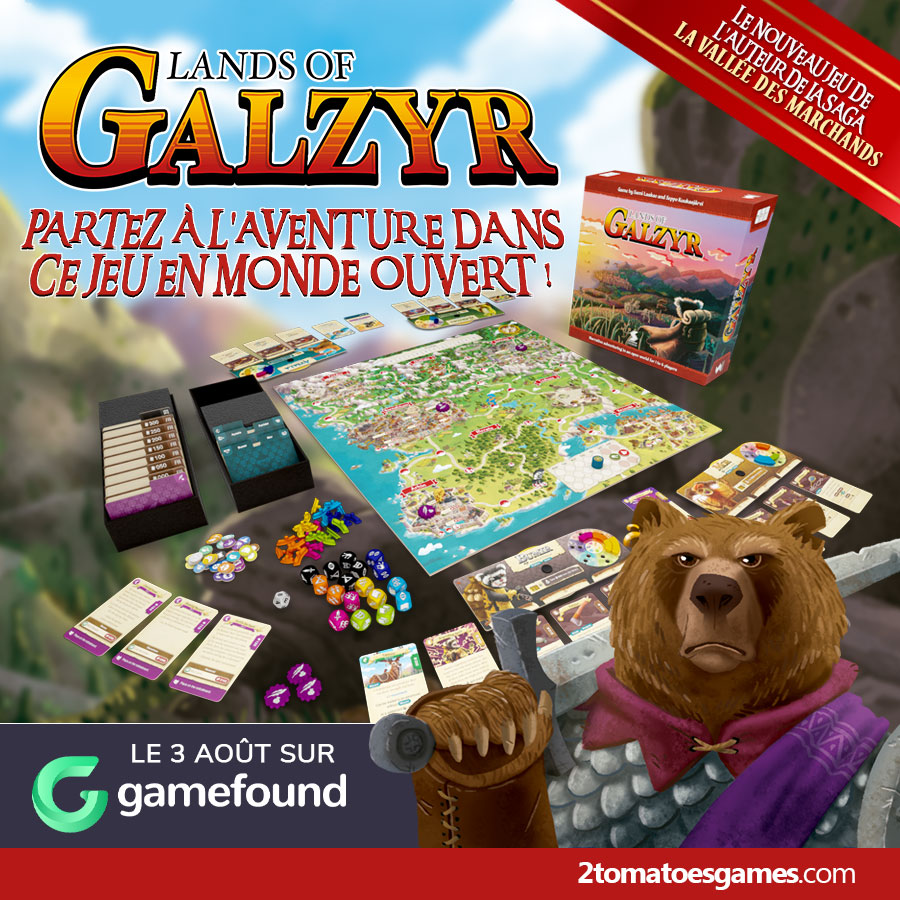 Nous avons le plaisir de vous annoncer que 2 Tomatoes Games vous proposera bientôt l'édition française de Lands of Galzyr, le nouveau jeu narratif en monde ouvert de Sami Laakso et Seppo Kuukasjärvi.
Ce titre sera financé sur Gamefound à partir du 3 août.
#jeuxdesociete #j2s