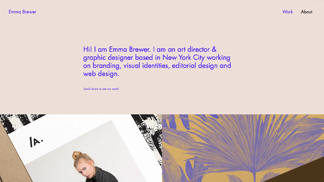 A screenshot of a Wix template for an art director and graphic designer.