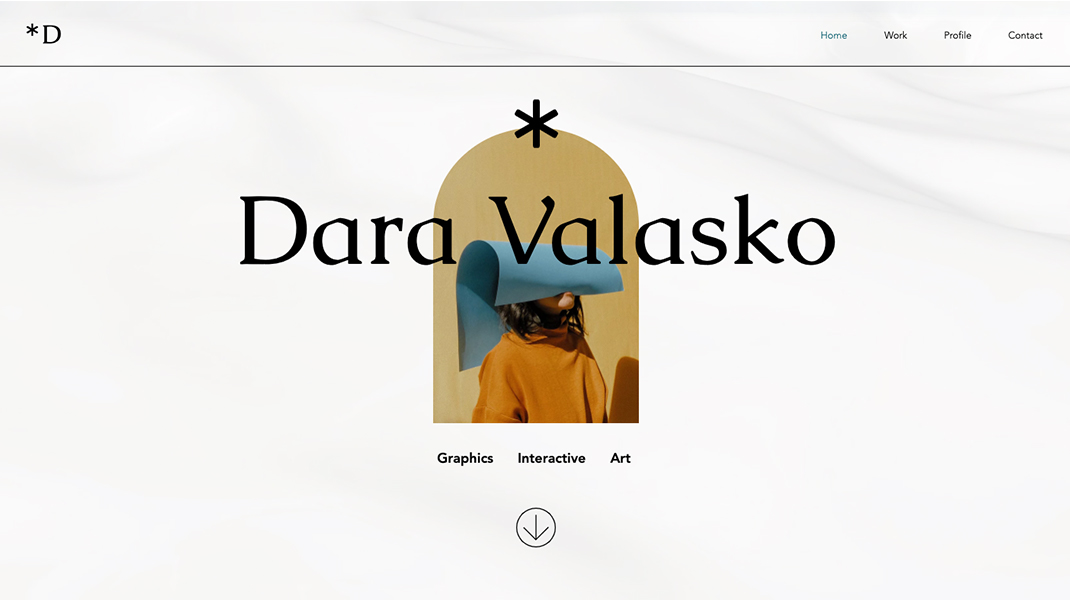 A screenshot of a Wix template for a designer.