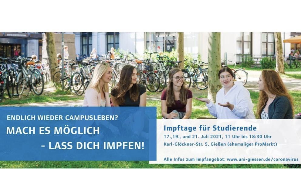 Impftage für #Studierende: 17./19./21. Juli in #Giessen. #impfenschuetzt. Alle Infos unter uni-giessen.de/coronavirus/fa…