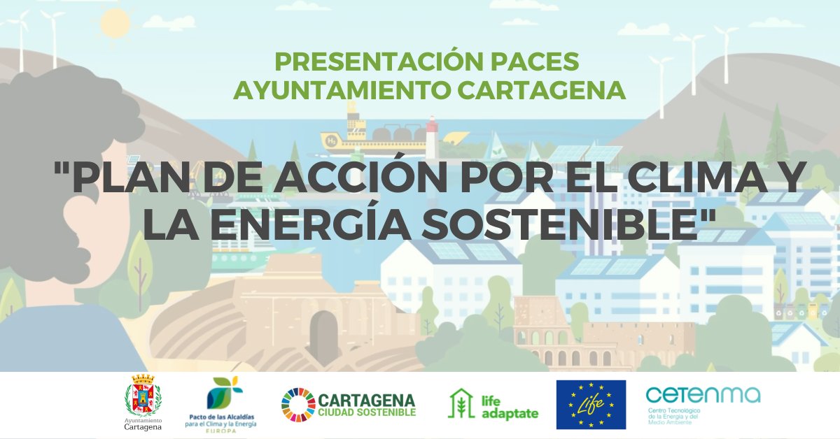 CETENMA's tweet photo. ☀️🔋 #Webinar | 𝗣𝗥𝗘𝗦𝗘𝗡𝗧𝗔𝗖𝗜𝗢́𝗡 𝗣𝗔𝗖𝗘𝗦 𝗗𝗘𝗟 𝗔𝗬𝗨𝗡𝗧𝗔𝗠𝗜𝗘𝗡𝗧𝗢 𝗗𝗘 𝗖𝗔𝗥𝗧𝗔𝗚𝗘𝗡𝗔 ➡️ PLAN DE ACCIÓN POR EL CLIMA Y LA ENERGÍA SOSTENIBLE (#PACES)
🗓️16/07 🕙10h a 12h
🆕https://t.co/UAnWoiIN1h
✍️https://t.co/nneQJzIoJB
@AytoCartagenaES
#LifeADAPTATE https://t.co/5fV7P4ioCF