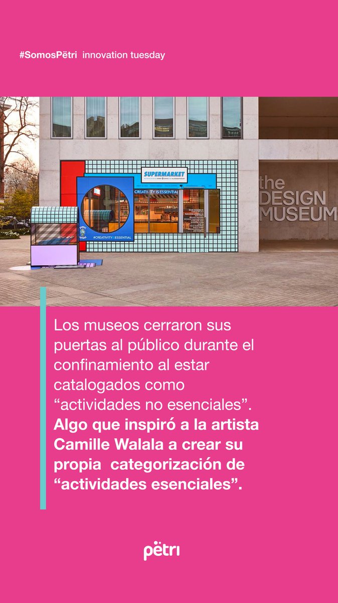 SomosPetri's tweet photo. ⚡️ Nuevo #InnovationTuesday ⚡️

Esta vez os presentamos ‘Supermarket’ una idea de la artista Camille Walala con el @DesignMuseum 

Porque #LosMartesNoSomosAburridos 🧠

#innovation #design #ideas #Creative https://t.co/ux8XhxnaY4