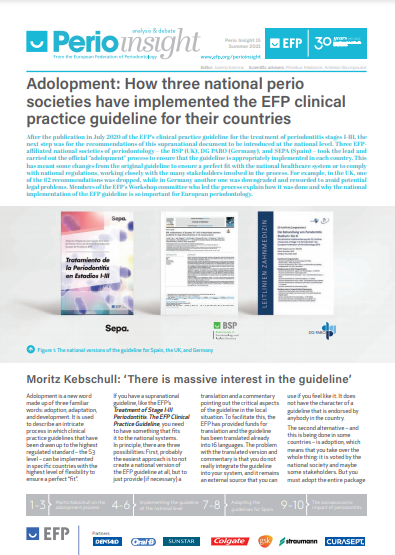 PerioEurope's tweet photo. The new issue ofPerio Insight explains how EFP’s clinical practice guideline for the treatment of #periodontitis stages I-III has been adapted for use at the national level by the British, German and Spanish affiliatied societies. #EFPerio #periodontology
https://t.co/5JlWGOnwWX https://t.co/jqQbCobA3Q