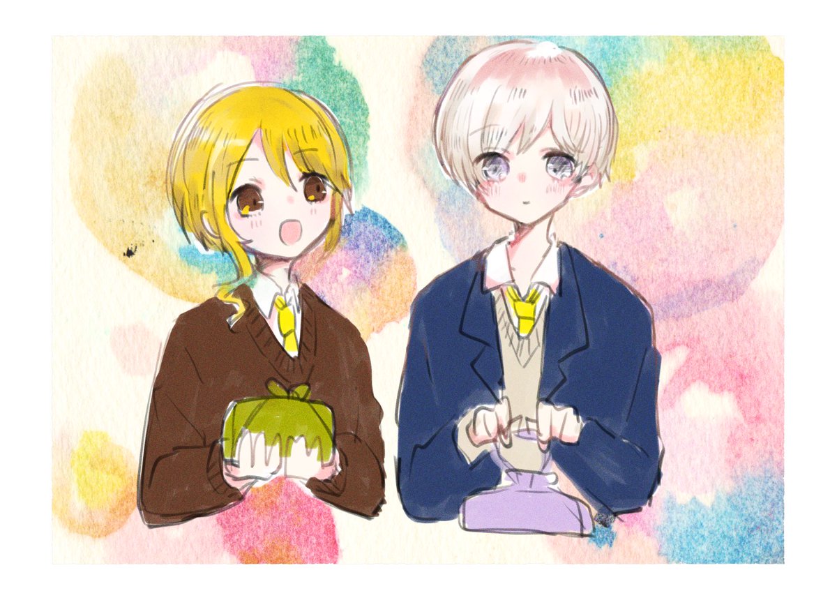 おともだちができまし！(髪色と謎空間すみません)
一緒にお弁当とか食べて欲しい……😌🙏