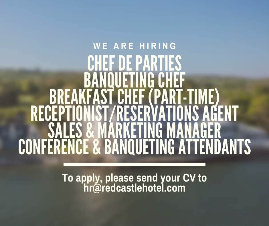 We are hiring! Would you like to join our award-winning team? Apply now on hr@redcastlehotel.com

#careers #jobs #hospitality #inishowen #donegal