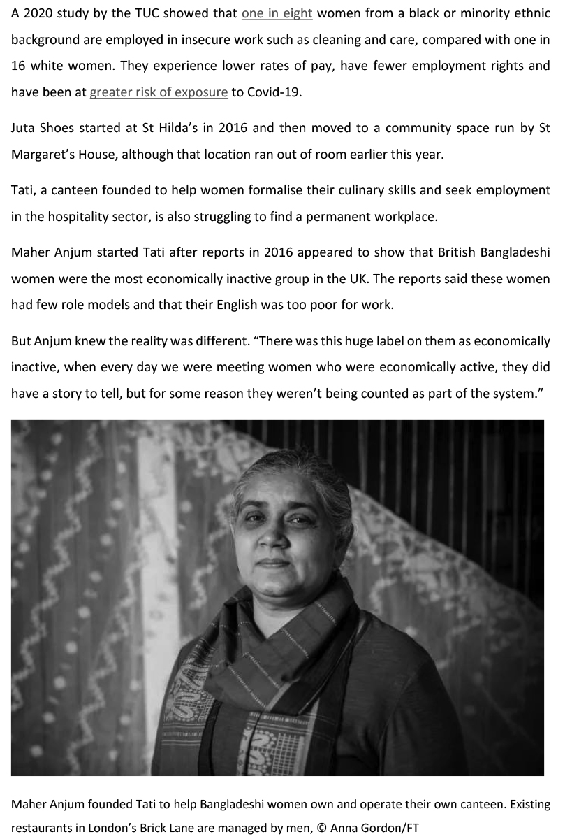 enamulhoque's tweet photo. Maher Anjum is featured in the Financial Times with our work with women behind the TATI project. 🤩💪
.
#tati #oitijjo #financialtimes @oitij_jo @RepublicLDN  @ruhhulabdin @enamulhoque @maheranjum1 @EastEndTrades  @jutashoes @sabeha_miah @chrissiidaelynn https://t.co/8Xi54NXbet