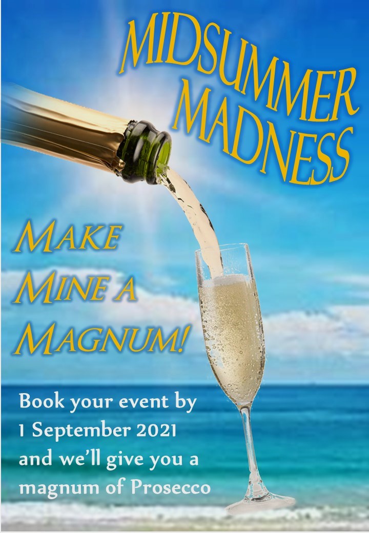 Midsummer Madness! Book your Smoke &amp; Mirrors event by 1 September and we'll give you a magnum of Prosecco!