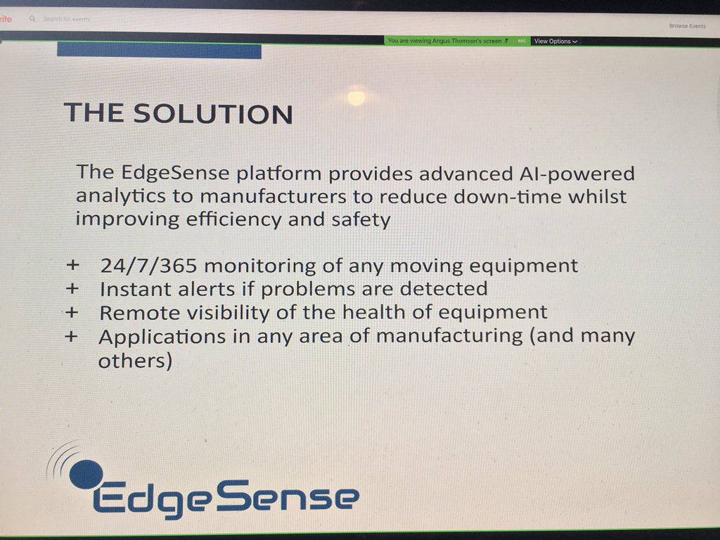 Innovation_East's tweet photo. Fascinating case study at #ConnectingInnovation from @TechEastUK on use of #MachineLearning and #AI by @circuitbuilder, working with @EdgeImpulse to monitor machinery and improve efficiency in all sorts of equipment by their new and evolving small, mobile product #EdgeSense https://t.co/KWyGnvUwis