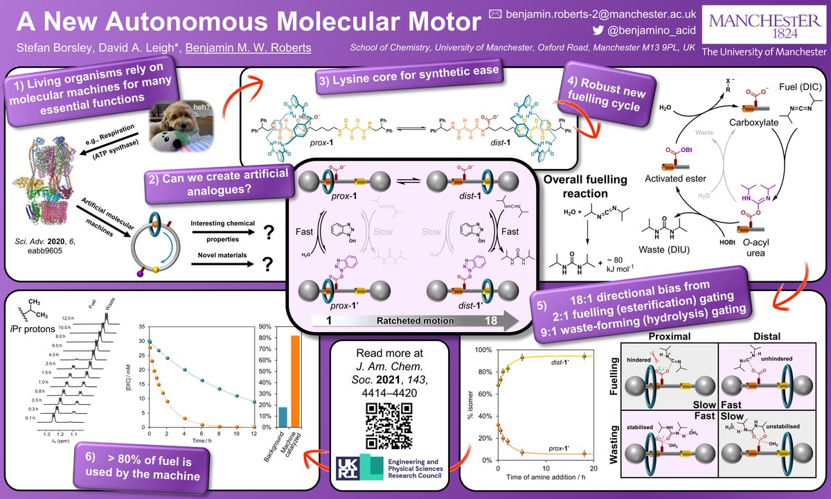 Here's my #ISMSCposter on the new molecular motor driven by carbodiimide hydration developed with <a href="/StefanBorsley/">Stefan Borsley</a> in <a href="/ProfDaveLeigh/">Dave Leigh</a> lab @ISMSC2021;  #poster28. Read more at pubs.acs.org/doi/abs/10.102…