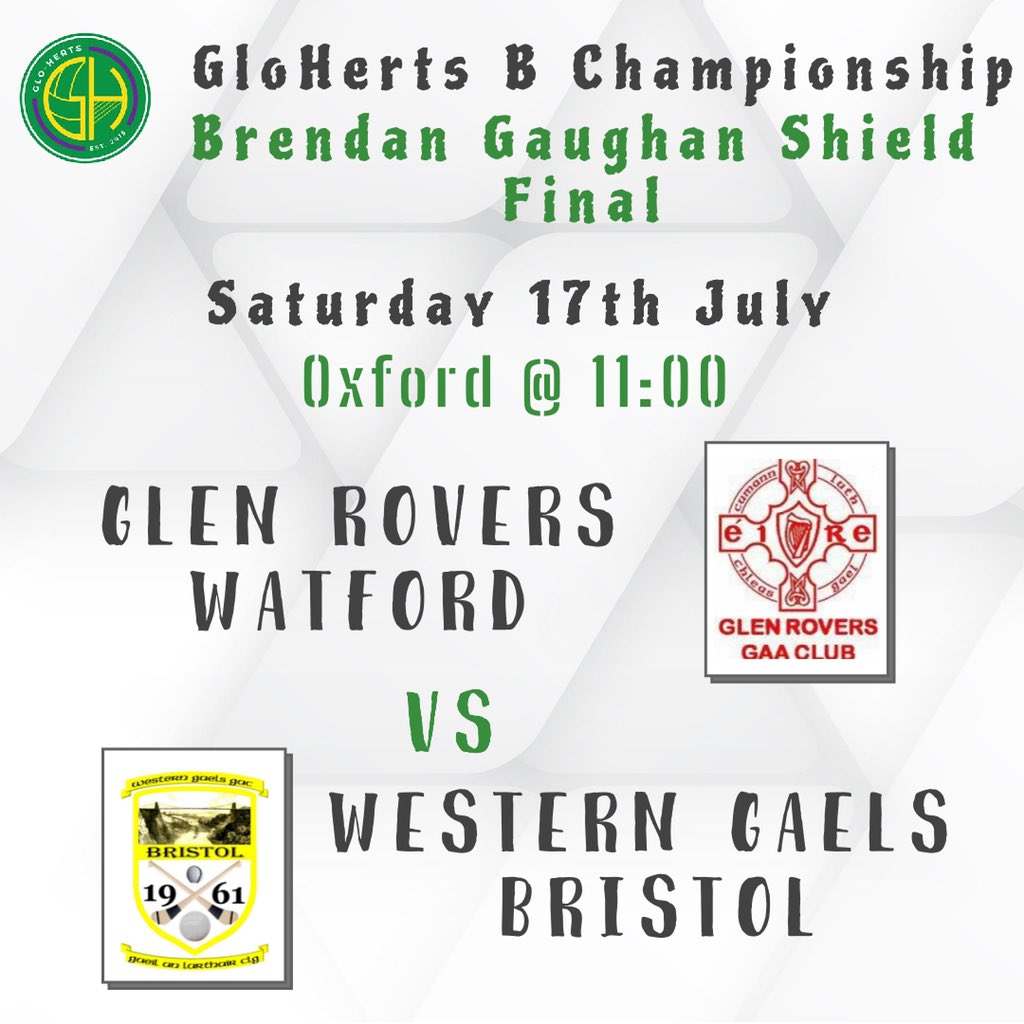 Glo-Herts LGFA (@glohertslgfa) on Twitter photo We are very excited to announce the inaugural Brendan Gaughan Championship Shield final will take place this Saturday with <a href="/GlenRoversLGFC/">Glen Rovers LGFC GAA</a> facing <a href="/BristolGAA/">Bristol Harps GAC</a> 🏆 be sure to come & support @ 11am in Oxford 🙌🏻 We are very excited to announce the inaugural Brendan Gaughan Championship Shield final will take place this Saturday with <a href="/GlenRoversLGFC/">Glen Rovers LGFC GAA</a> facing <a href="/BristolGAA/">Bristol Harps GAC</a> 🏆 be sure to come & support @ 11am in Oxford 🙌🏻