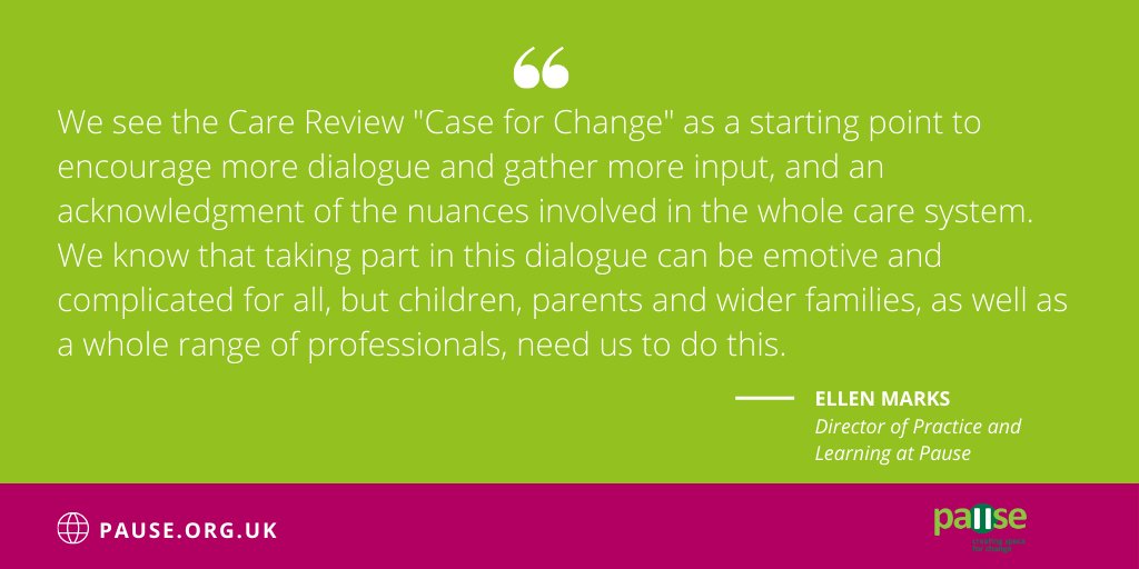 Our initial reflections on the <a href="/reviewCSC/">The independent review of children's social care</a> #caseforchange from Ellen Marks, and how we plan to continue much needed discussions. pause.org.uk/news/pause-car…