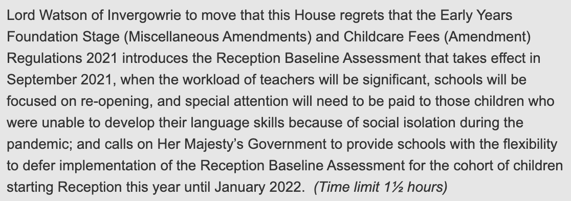 MoreThanScore's tweet photo. Today the House of Lords debates the deferral of Baseline testing to January 2022. Let's get these unnecessary tests stopped for good! Please share to support the improvement of our children's learning. #dropbaseline #playnottestsat4 #earlyyearseducation https://t.co/M6TDjeArYu
