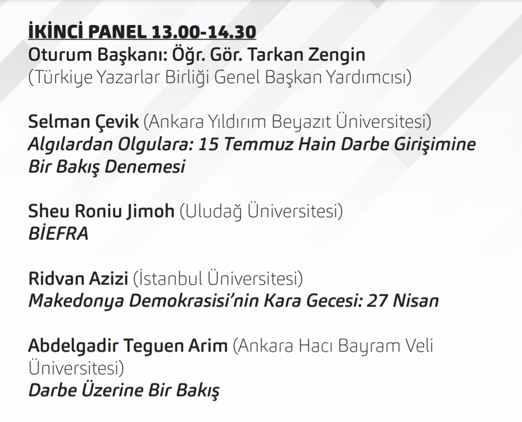 “15 Temmuz Demokrasi ve Millî Birlik Günü” dolayısıyla düzenlenen “İstiklâl ve İstikbâl Mücadelesi Uluslararası Öğrenciler Paneli”nde 2. oturum TYB Genel Başkan Yardımcısı Tarkan Zengin'in başkanlığında 13.00'te başlayacak.

Canlı yayın: youtube.com/watch?v=KCcHs1…
<a href="/GSBgenclikspor/">GSB</a>