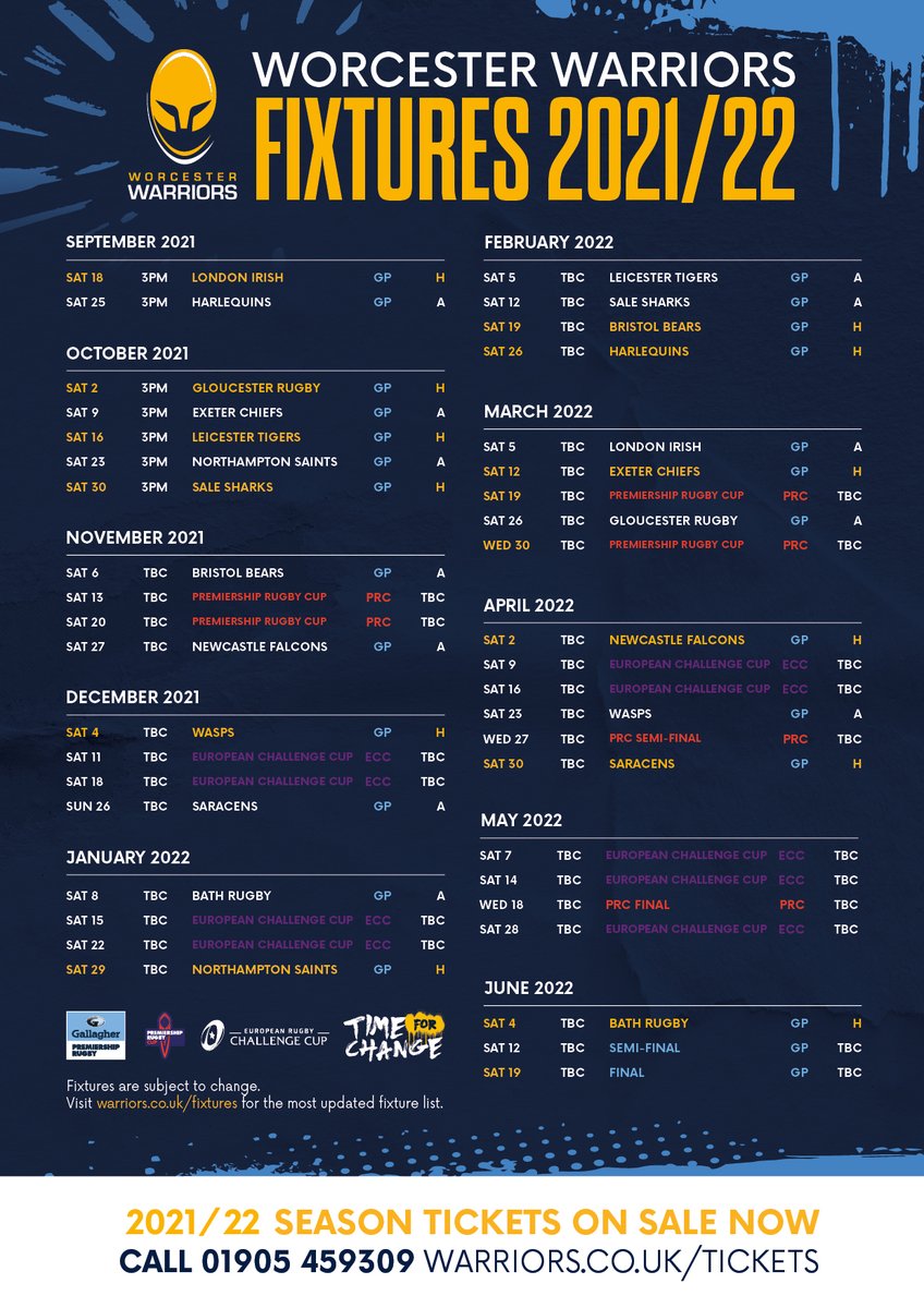 WorcsWarriors's tweet image. 📲 The full season schedule to save to your phone.
