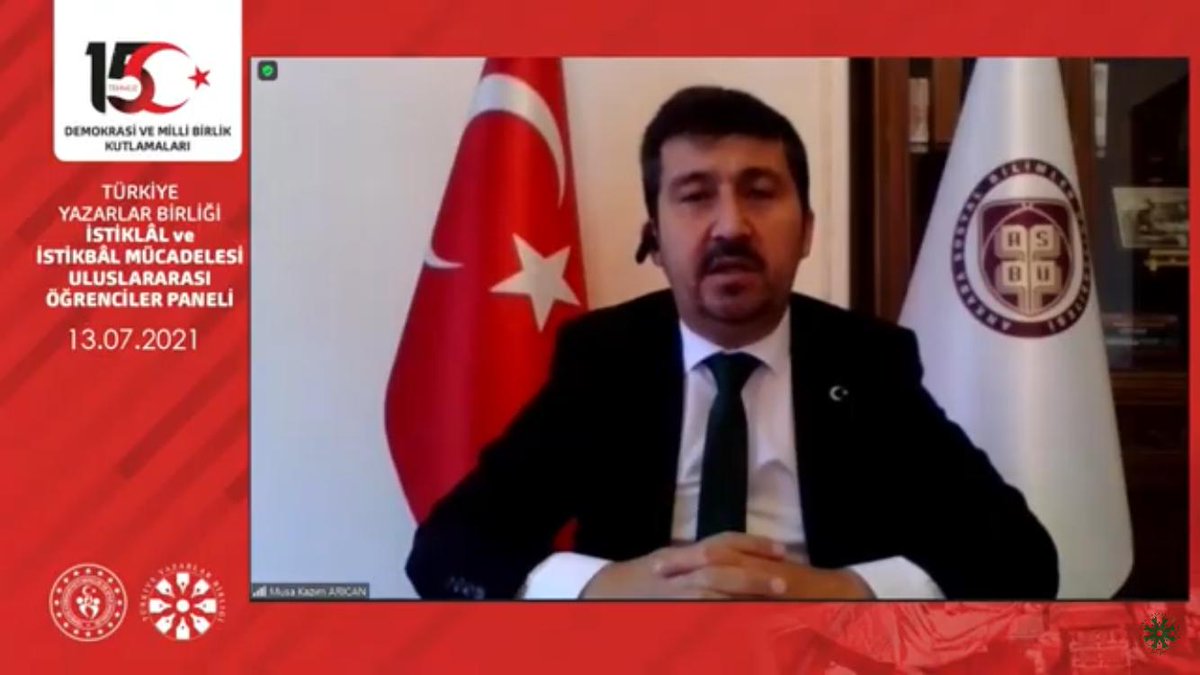 “15 Temmuz Demokrasi ve Millî Birlik Günü” dolayısıyla düzenlenen “İstiklâl ve İstikbâl Mücadelesi Uluslararası Öğrenciler Paneli” TYB Genel Başkanı, <a href="/ASBUedu/">ASBÜ</a> Rektörü Prof. Dr. Musa Kâzım Arıcan'ın açılış konuşmasıyla başladı.

Canlı Yayın: youtube.com/watch?v=KCcHs1…