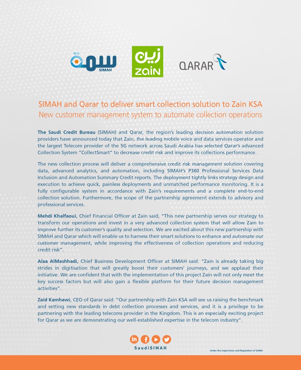 SaudiSIMAH's tweet photo. Strategic Partnership Announcement
#SIMAH https://t.co/Ee3RG4KuUV