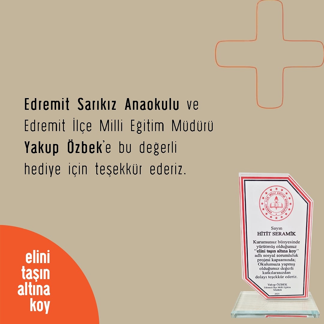 Etak_Projesi's tweet photo. Elini Taşın Altına Koy Sosyal Sorumluluk Projesi kapsamında katkıda bulunduğumuz Edremit Sarıkız Anaokulu'na ve Edremit İlçe Milli Eğitim Müdürü Yakup Özbek'e iletmiş oldukları değerli hediye için teşekkür ederiz.

#ETAK #HititSeramik #HititOnTheGo https://t.co/DDCF118M5L