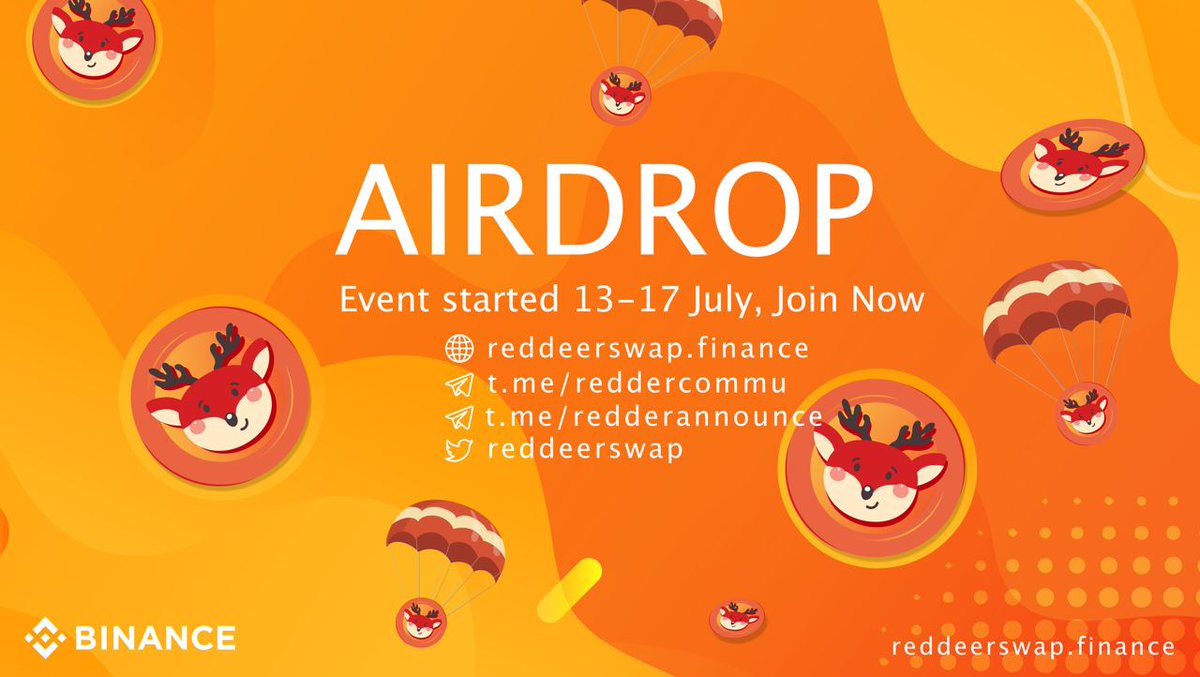 💎Giveaway  33,000 $DEER for 1,000 Lucky
💰3,000 DEER 🦌 for top 5 referrers
Rule
🔸Join t.me/redeercommu
🔸Follow 👍+ RT +tag 3 friends with hashtag's 
🔸Submit BEP-20 Wallet address
Start t.me/RedDeerSwapAir…
Distribution 18 
#reddeerswap #BTC #BNB #Airdrop #BSC #DeFi