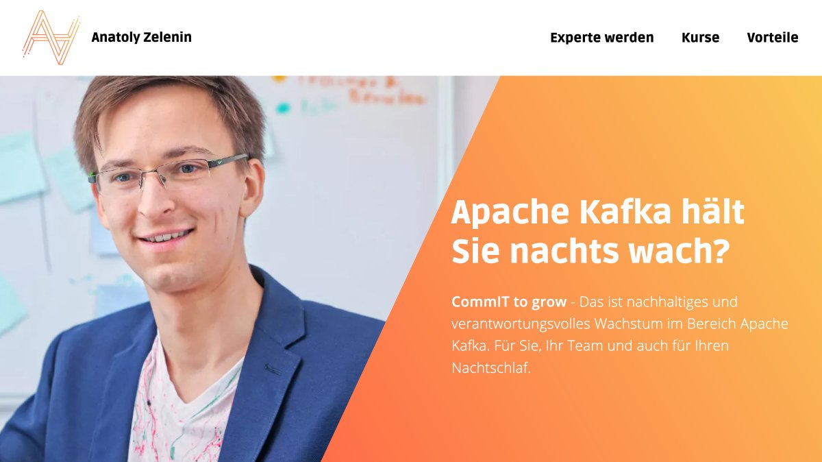 Wow! Meine neue Website zelenin.de ist endlich Live! Für die, die wissen möchten, warum meine Schulungen etwas anders sind und wie sich Teams wieder mit mehr Selbstbewusstsein in die #apachekafka Mission stürzen können -> Hier entlang!